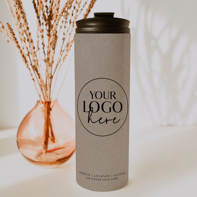 Chic Faux Kraft Typography Custom Business Logo Thermal Tumbler (Creator Uploaded)