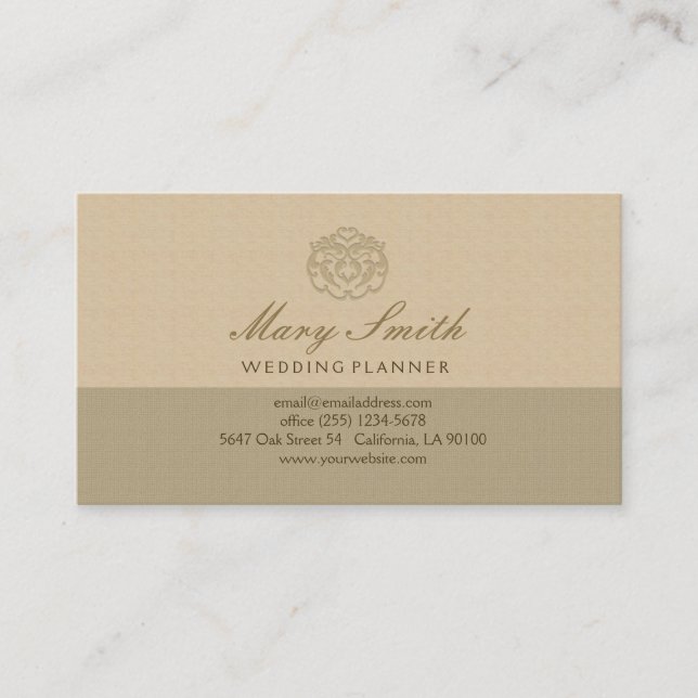 Chic Faux Linen Emboss Business Card (Front)
