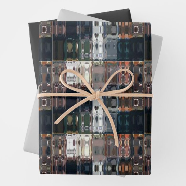 Chic Faux Mosaic Gray Terracotta Design Wrapping Paper Sheets (In situ)