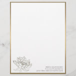 CHIC FAUX PALE GOLD SILVER LOTUS FLORAL BUSINESS LETTERHEAD<br><div class="desc">If you need any further customisation please feel free to message me on yellowfebstudio@gmail.com.</div>