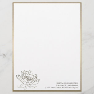 CHIC FAUX PALE GOLD SILVER LOTUS FLORAL BUSINESS LETTERHEAD