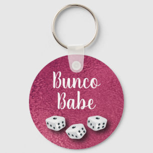 Chic Faux Pink Foil Bunco Dice Keychain