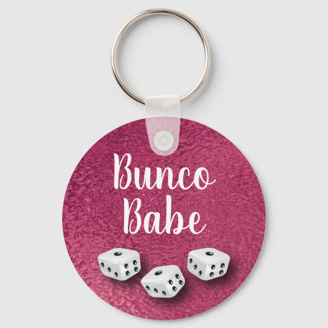 Chic Faux Pink Foil Bunco Dice Keychain (Front)