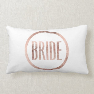 Chic Faux Rose Gold Bride Typography Lumbar Pillow