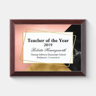 Chic Faux Rose Gold Foil and Black Marble Award Plaque