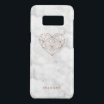 Chic Faux Rose Gold Geometric Heart | Marble Look Case-Mate Samsung Galaxy S8 Case<br><div class="desc">Girly,  Trendy,  Faux Rose Gold Geometric Heart | Marble Look Phone Case with trendy faux rose gold on a soft white marble style background. Easy to customize by adding your own name or text. Very elegant and chic!</div>