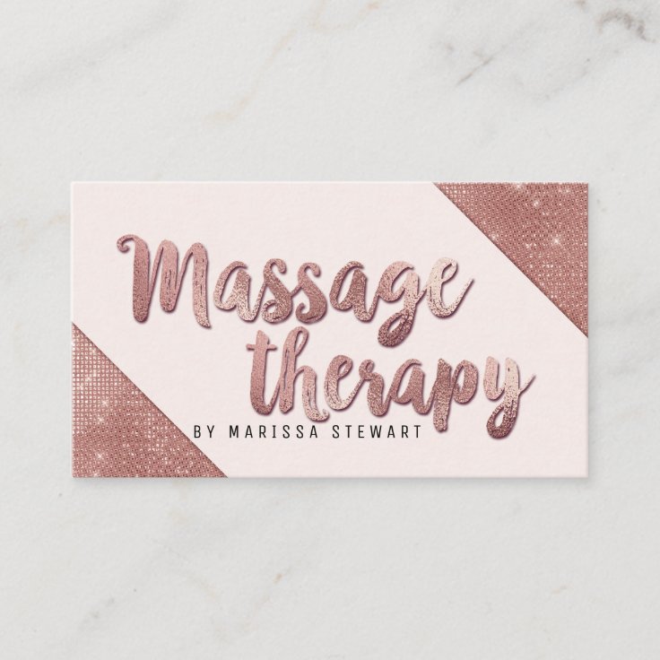 Chic Faux Rose Gold Glitter Massage Therapist Business Card Zazzle 8123