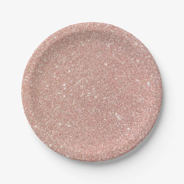 Chic Faux Rose Gold Glitter Paper Plates Zazzle