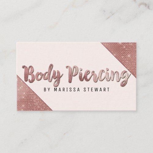 Chic Faux Rose Gold Glitter Sequins Body Piercing Business Card