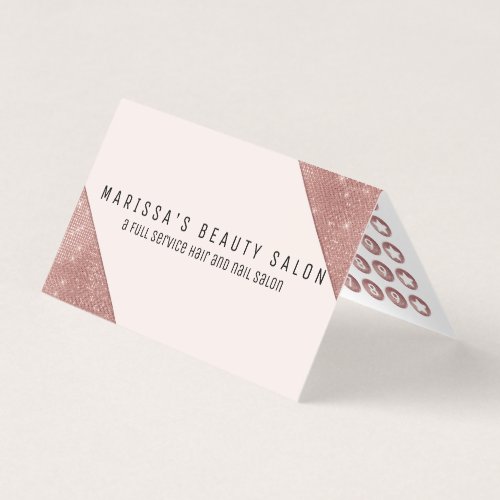 Chic Faux Rose Gold Glitter Sequins Loyalty Business Card