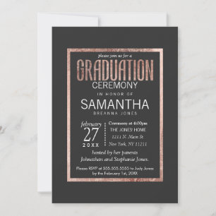 Chic Faux Rose Gold Graduation Ceremony Invitation