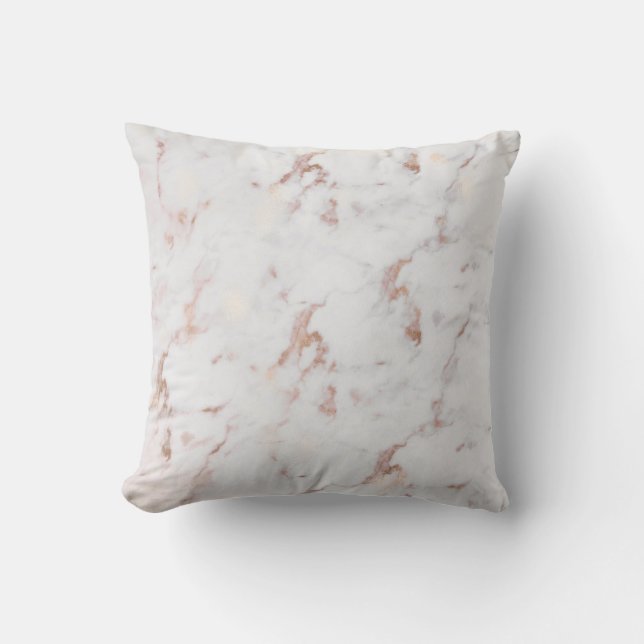 Chic Faux Rose Gold Marble Pattern Pillow (Front)