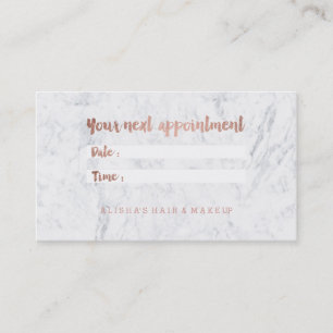 Chic faux rose gold typography marble appointment card