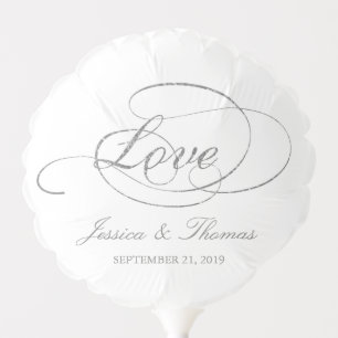 Chic Faux Silver Foil "Love" Wedding Balloon