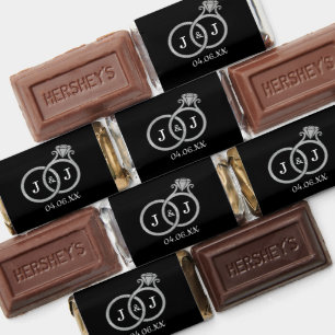 Chic Faux Silver Foil Monogram Wedding Rings Hershey's Miniatures