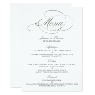 Chic Faux Silver Foil Wedding Menu Template Card