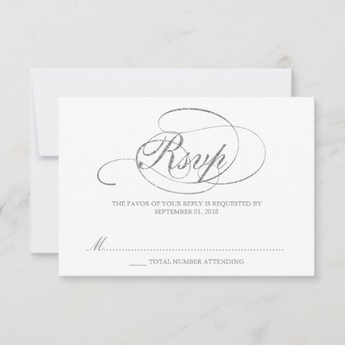 Chic Faux Silver Foil Wedding RSVP Template