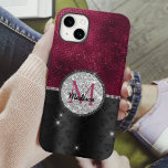 Chic faux Silver Glitter Burgundy Black monogram Case-Mate iPhone 14 Case<br><div class="desc">Pretty chic and elegant girly faux glitter bling in burgundy, black and silver design to create a special unique stylish case to protect your device. Beautiful, modern and cool cover for the trend-savvy and art-loving hip trendsetter. This stylish sophisticated design would be great for girls who enjoy wearing classy sparkly...</div>