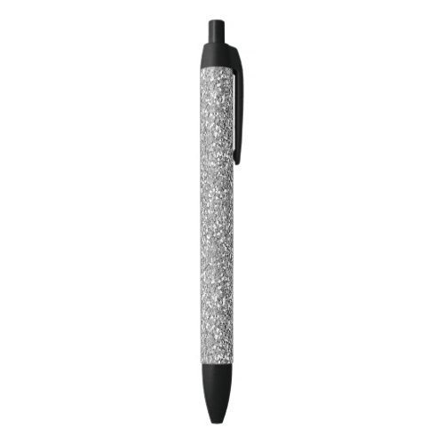 Chic Faux Silver Glitter Custom Black Ink Pen