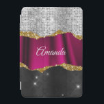 Chic faux silver glitter Fuchsia black monogram iP iPad Mini Cover<br><div class="desc">Pretty chic and elegant girly faux glitter bling in pink magenta, black and silver to create a special unique stylish case to protect your device. Beautiful, modern and cool cover for the trend-savvy and art-loving hip trendsetter. This stylish sophisticated design would be great for girls who enjoy wearing classy sparkly...</div>