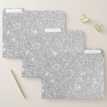 Chic Faux Silver Glitter Luxury File Folders by KeikoPrints at Zazzle