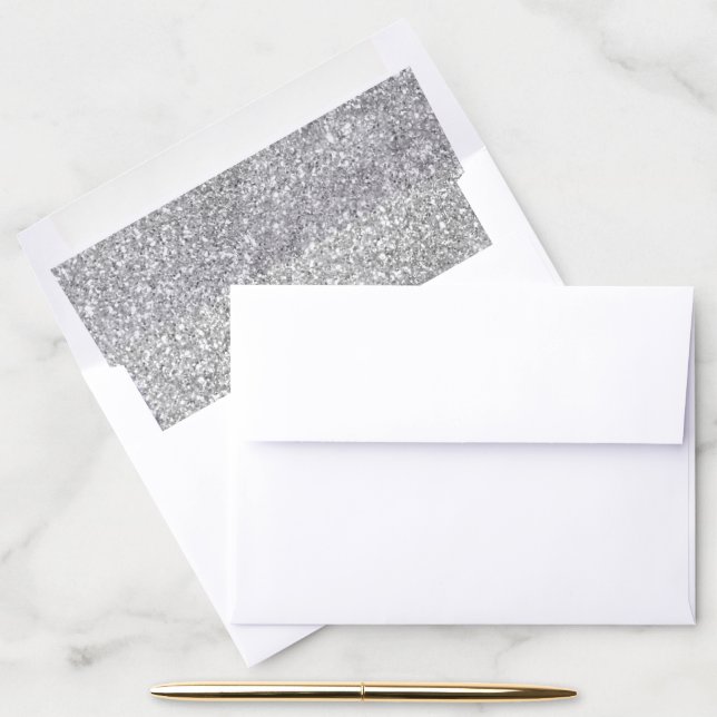 Chic Faux Silver Glitter Pattern Envelope Liner (Desk)