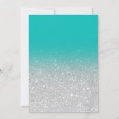 Chic faux silver glitter turquoise ombre Sweet 16 Invitation (Back)