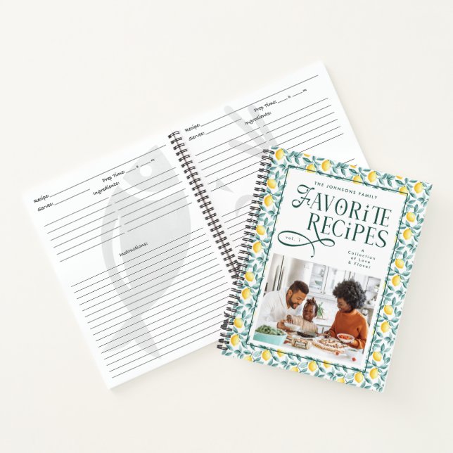 Chic Favorite Recipes Family Photo Lemons Citrus Notebook (Inside)
