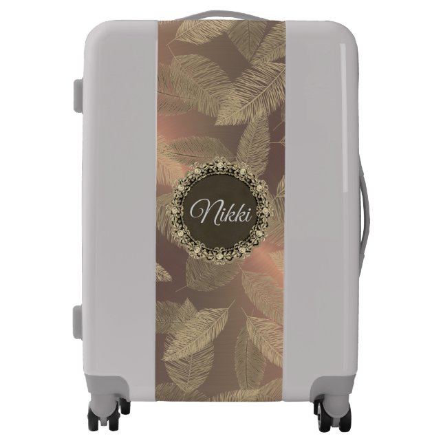 Chic Feathers on Gold Rose Personalized       Lugg Luggage (Front)