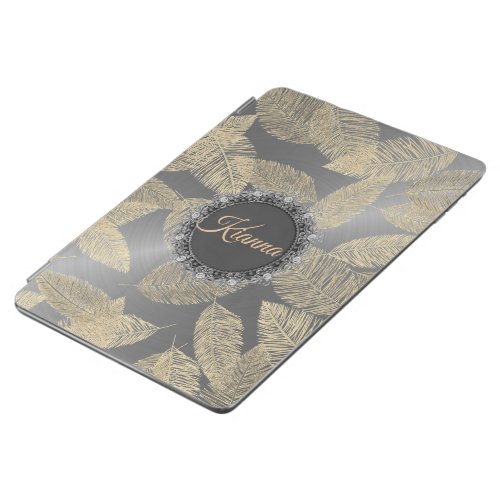 Chic Feathers on Sleek Silver Personalized        iPad Air Cover