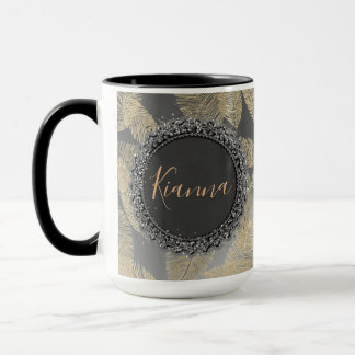 Chic Feathers on Sleek Silver Personalized   Mug