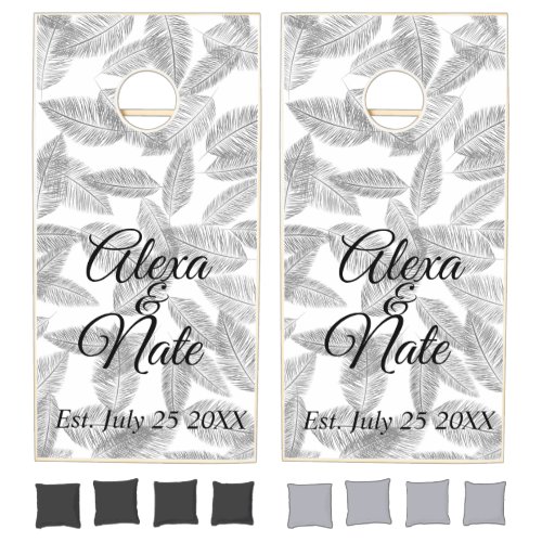 Chic Feathers Personalized Wedding Cornhole Set