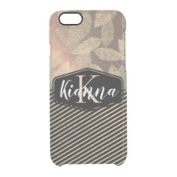Chic Feathers with Gold Stripes Monogram      Clear iPhone 6/6S Case