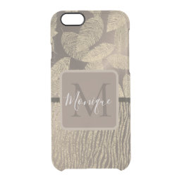 Chic Feathers with Zebra Print Monogram    Uncommo Clear iPhone 6/6S Case