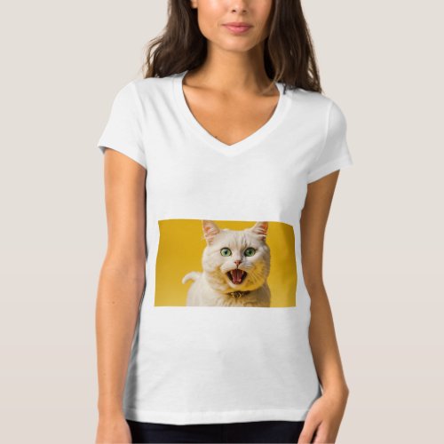 Chic Feline A Cat Relaxing on Ladies Tees T_Shirt