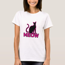 Chic Feline Charm - Pink ‘MEOW’ Cat Silhouette