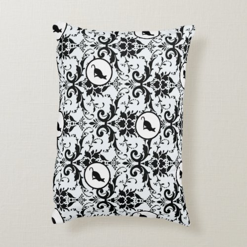 Chic Feline Damask Pattern Accent Pillow