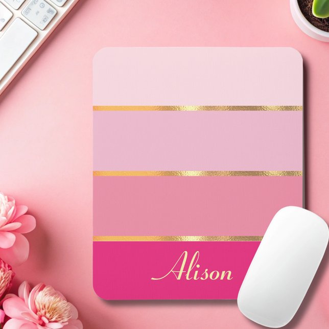chic feminine modern pink gold Name  Mouse Pad (Creator Uploaded)