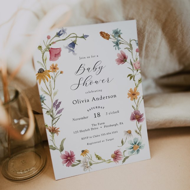 Chic Feminine Wildflower Baby Shower  Invitation (Creator Uploaded)