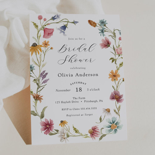 Chic Feminine Wildflower Bridal Shower Invitation | Zazzle