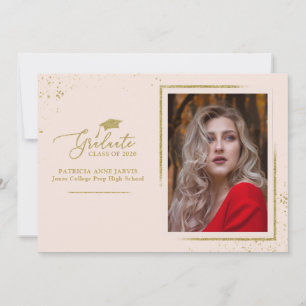 Chic Festive Grad Announcement Gold Glitter Photo
