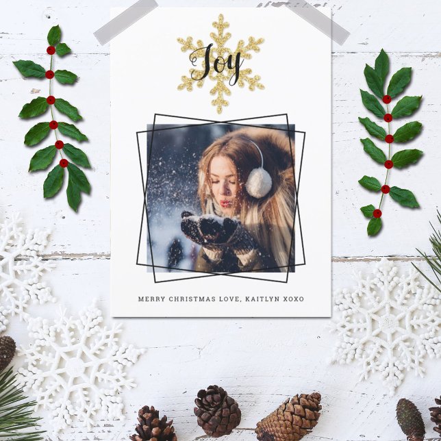 Chic Festive Snowflake Photo Holiday Card (Creator Uploaded)