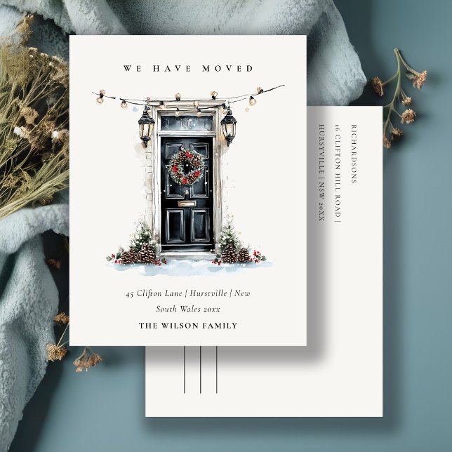 Chic Festive Winter Front Door We have Moved  Postcard (Creator Uploaded)