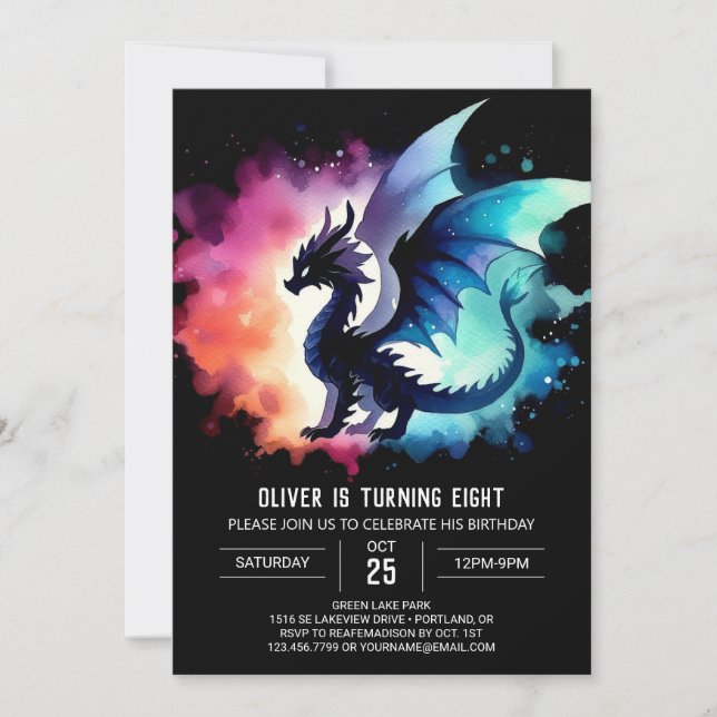 Chic Fiery Dragon Birthday Custom Invitation (Front)