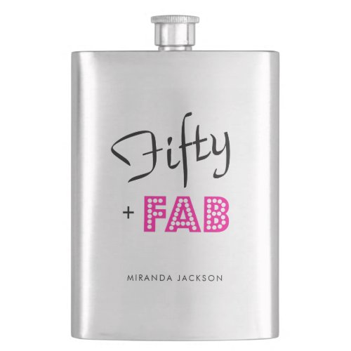Chic Fifty  FAB Personalized 50th Birthday Flask