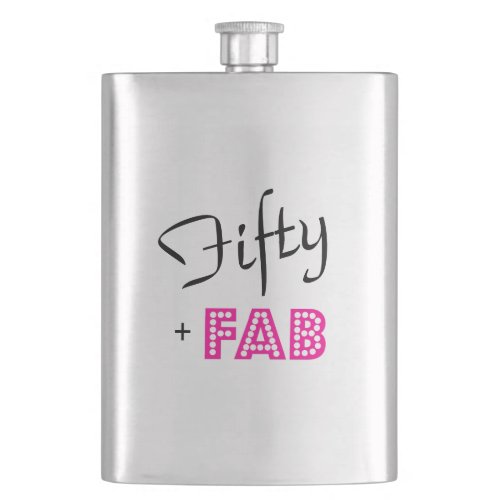 Chic Fifty  FAB Typography 50th Birthday Flask