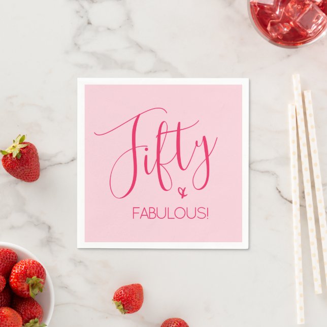 Chic Fifty & FABULOUS in Pink 50th Birthday Party  Napkins (Insitu)