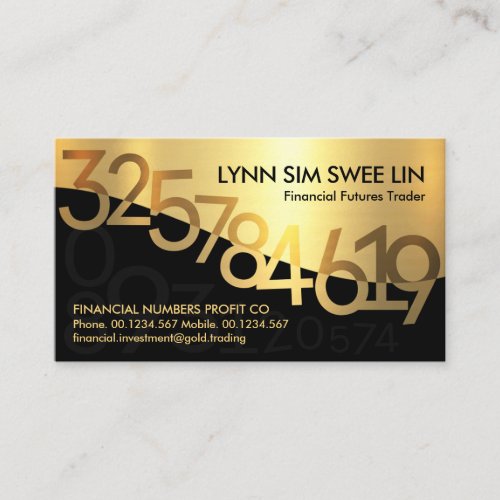 Chic Financial Gold Numbers Wave Business Card