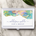 Chic Fire Opal Rainbow Gemstone Business Card Case<br><div class="desc">Chic Fire Opal Rainbow Gemstone Business Card Case. Perfect for a beauty salon,  hair stylist,  makeup artist,  or cosmetologist.</div>