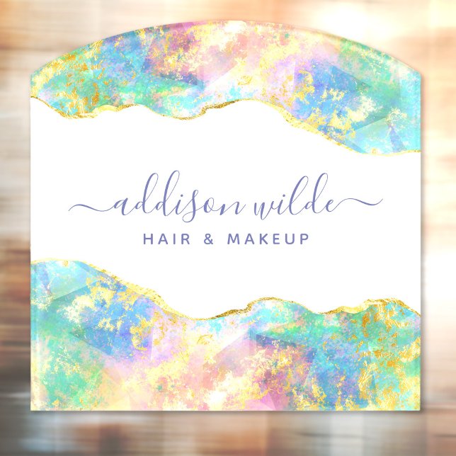 Chic Fire Opal Rainbow Gemstone Business Door Sign (Creator Uploaded)